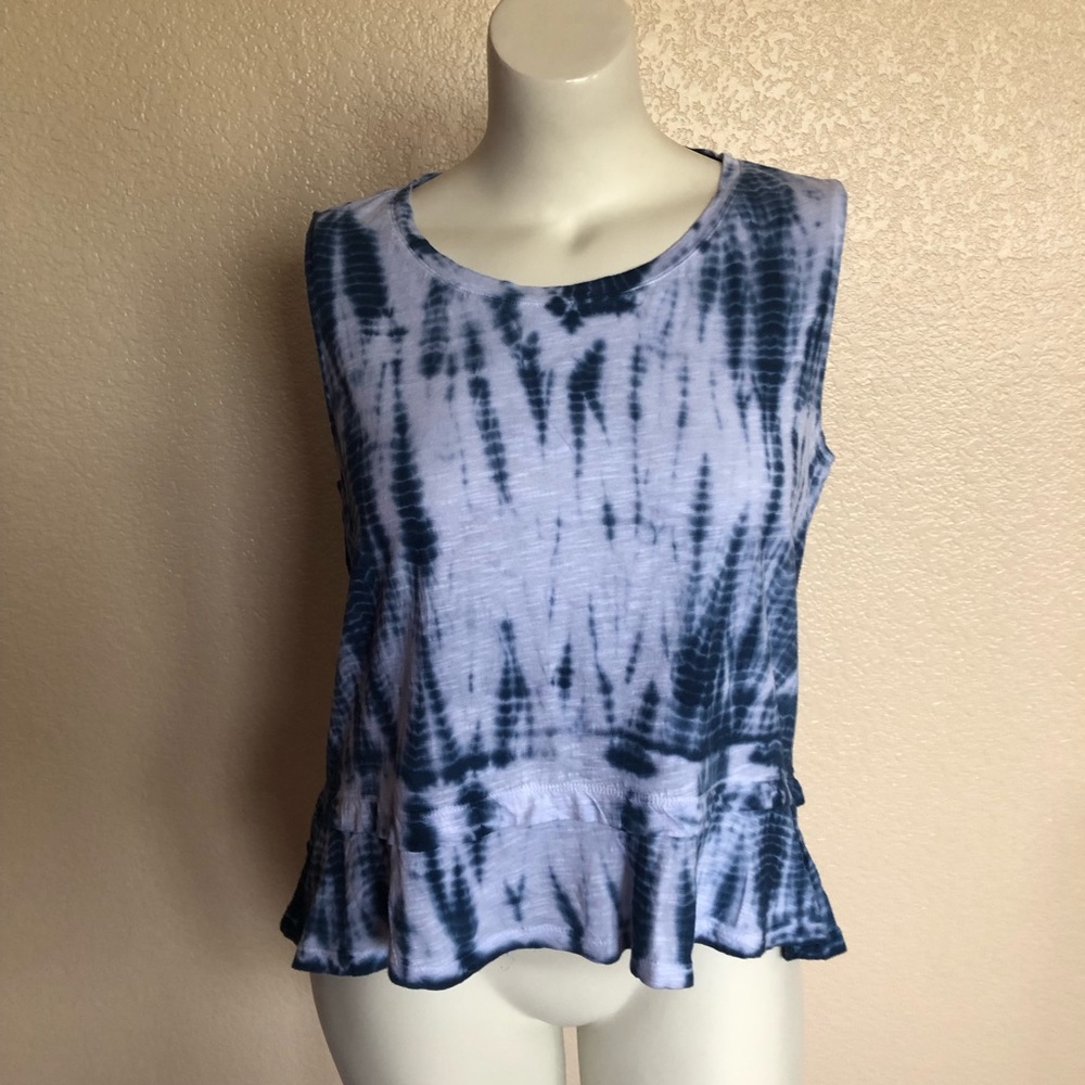 Style & Co Tie Dye Ruffle Hi-Low Tank Top L NWOT